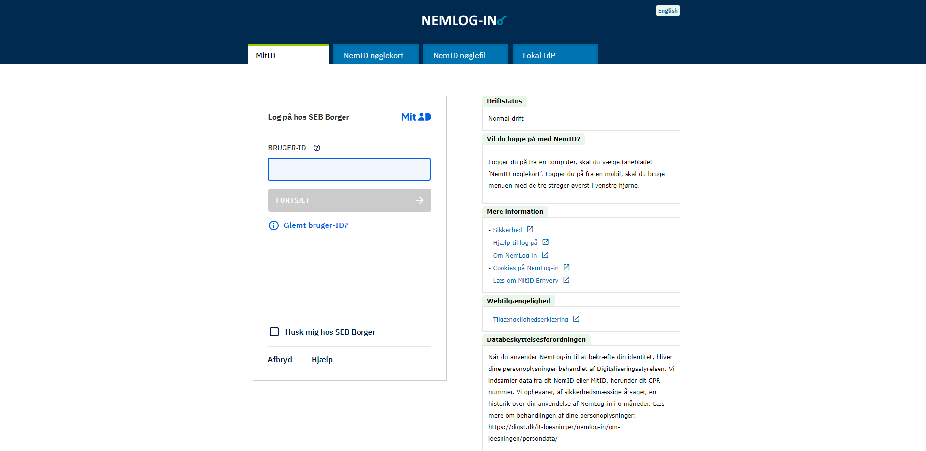 Loginbillede til MitID
