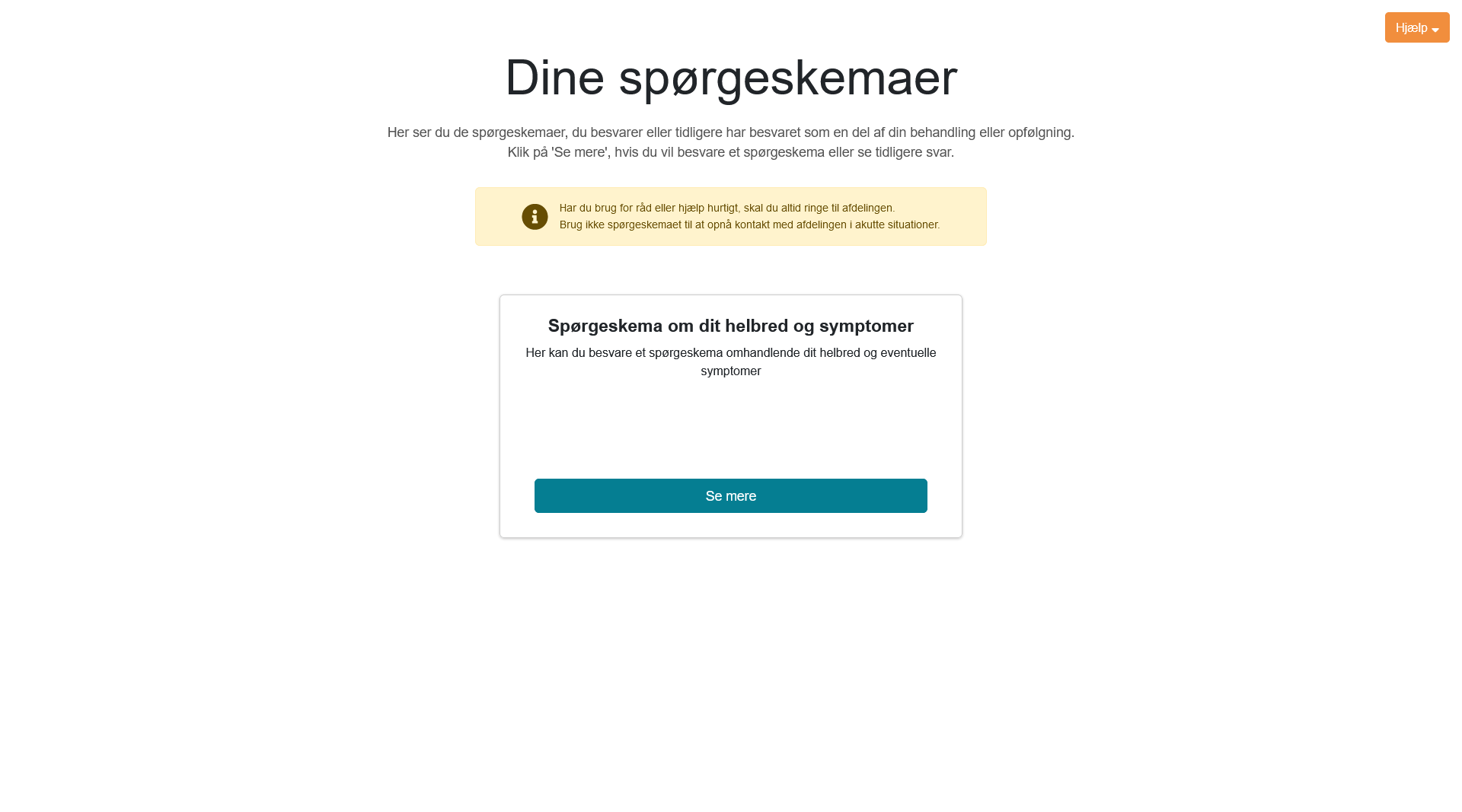 Dine spørgeskemaer og knappen se mere