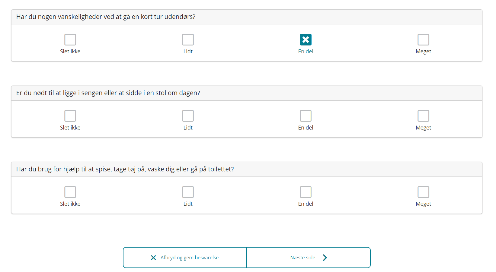 Spørgsmål og svarmuligheder