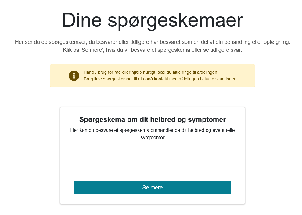 Dine spørgeskemaer og knappen se mere