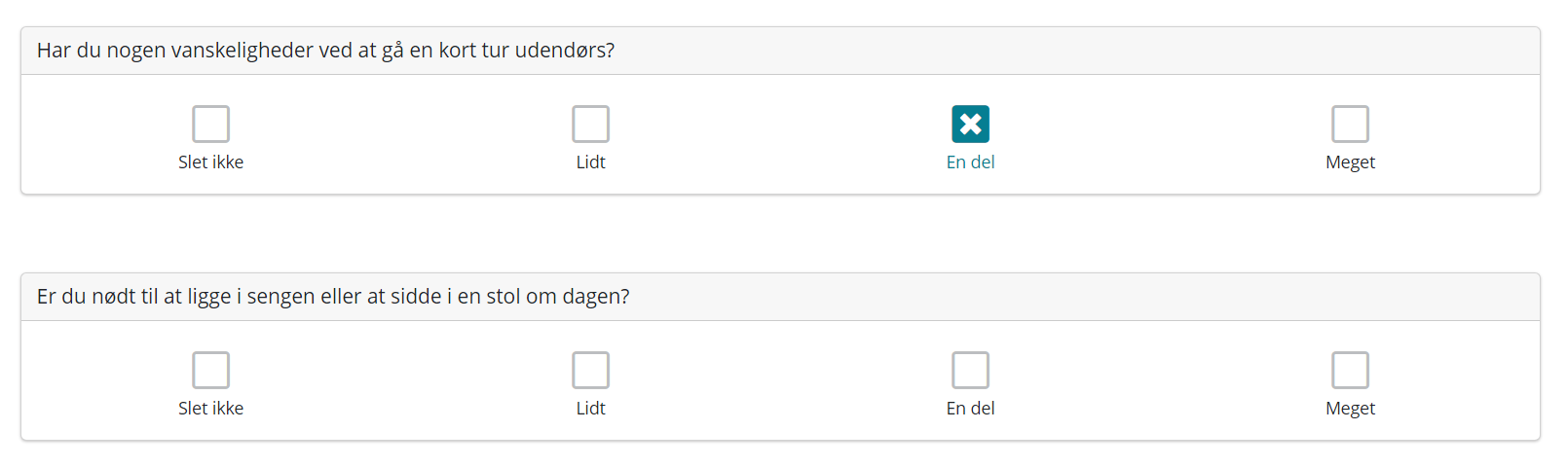 Spørgsmål og svarmuligheder