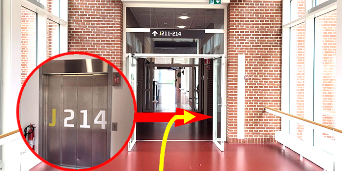 billede af gangarealet ved elevator J214